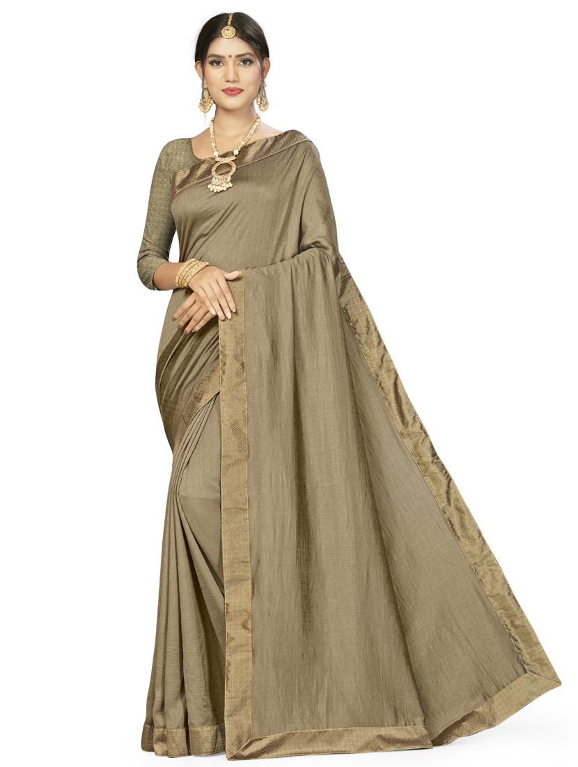 solid bordered saree with face mask with blouse - 17206445 - Zoom Image - 1