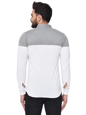 white color block casual shirt - 17206486 - Standard Image - 3
