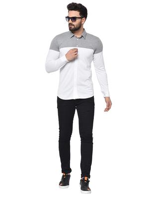 white color block casual shirt - 17206486 - Standard Image - 4