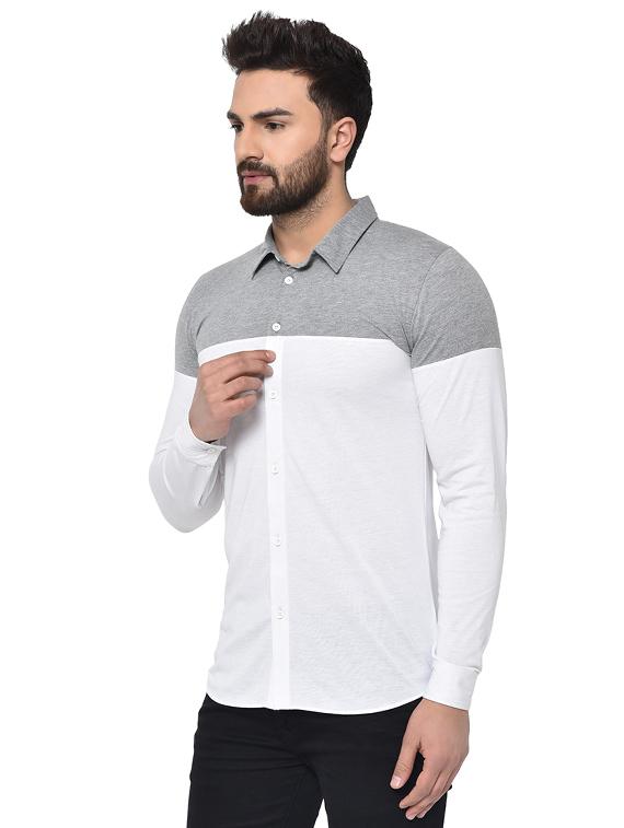 white color block casual shirt - 17206486 - Zoom Image - 2