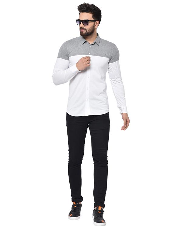 white color block casual shirt - 17206486 - Zoom Image - 4