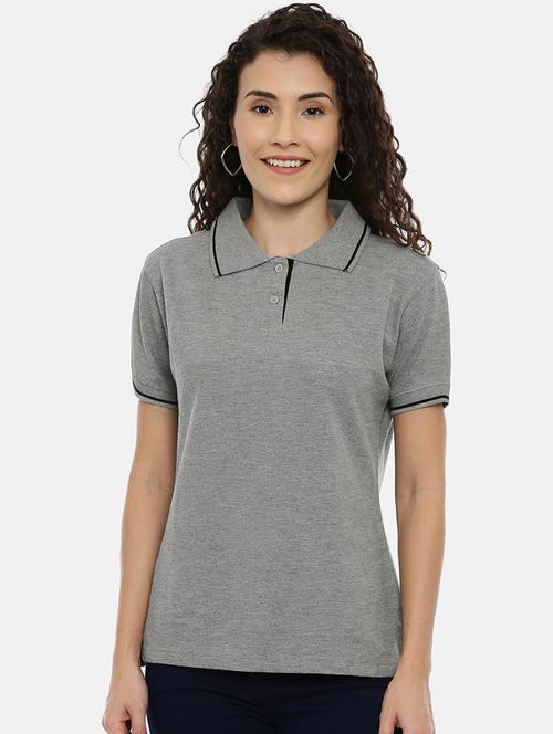 polo neck solid tee - 17206603 - Standard Image - 1