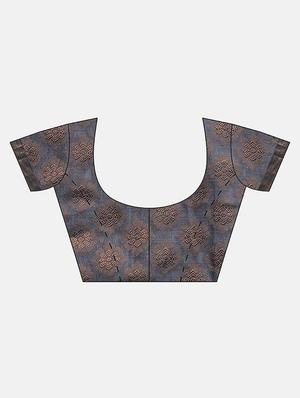 gold print handloom saree with blouse - 17207316 - Standard Image - 4