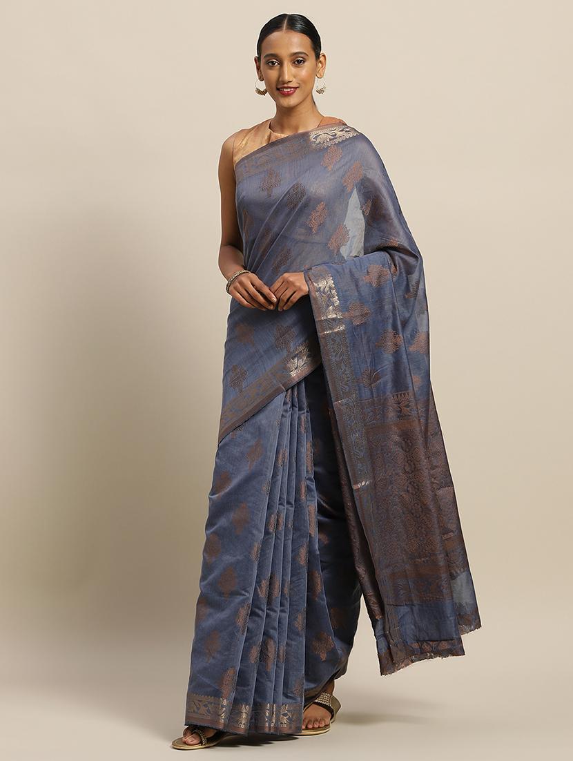 gold print handloom saree with blouse - 17207316 - Zoom Image - 1
