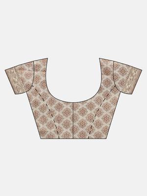 gold print handloom saree with blouse - 17207317 - Standard Image - 4
