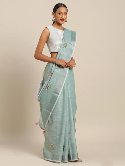 pastel woven saree with blouse - 17207320 - Standard Image - 1
