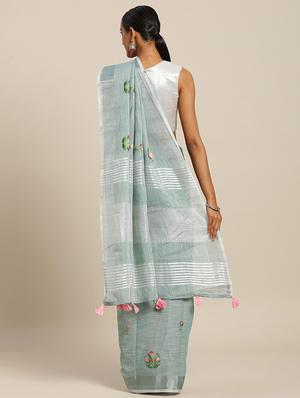 pastel woven saree with blouse - 17207320 - Standard Image - 2