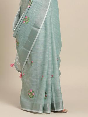 pastel woven saree with blouse - 17207320 - Standard Image - 3