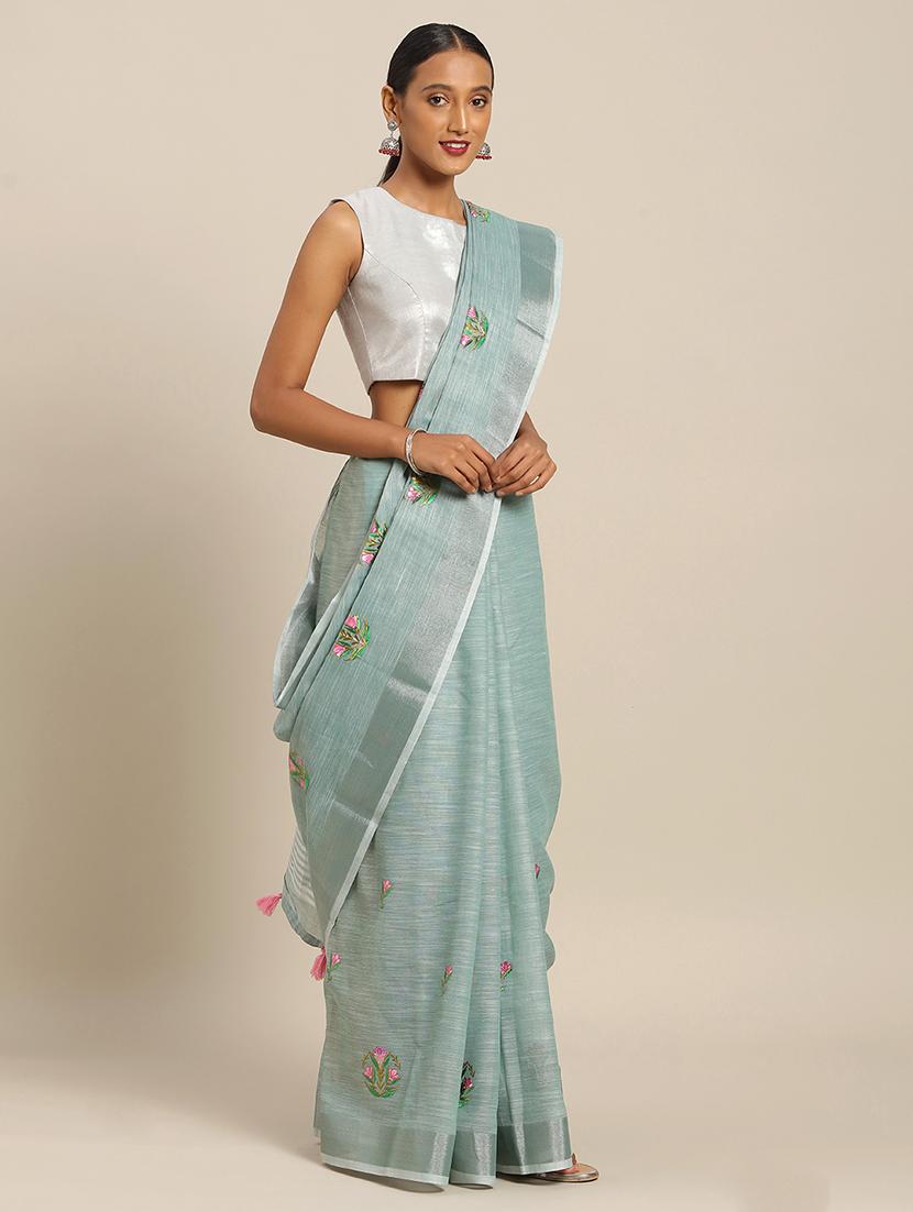 pastel woven saree with blouse - 17207320 - Zoom Image - 1