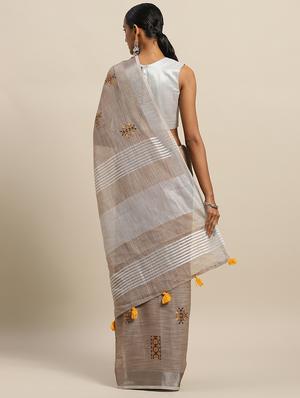 embroidered woven saree with blouse - 17207321 - Standard Image - 2