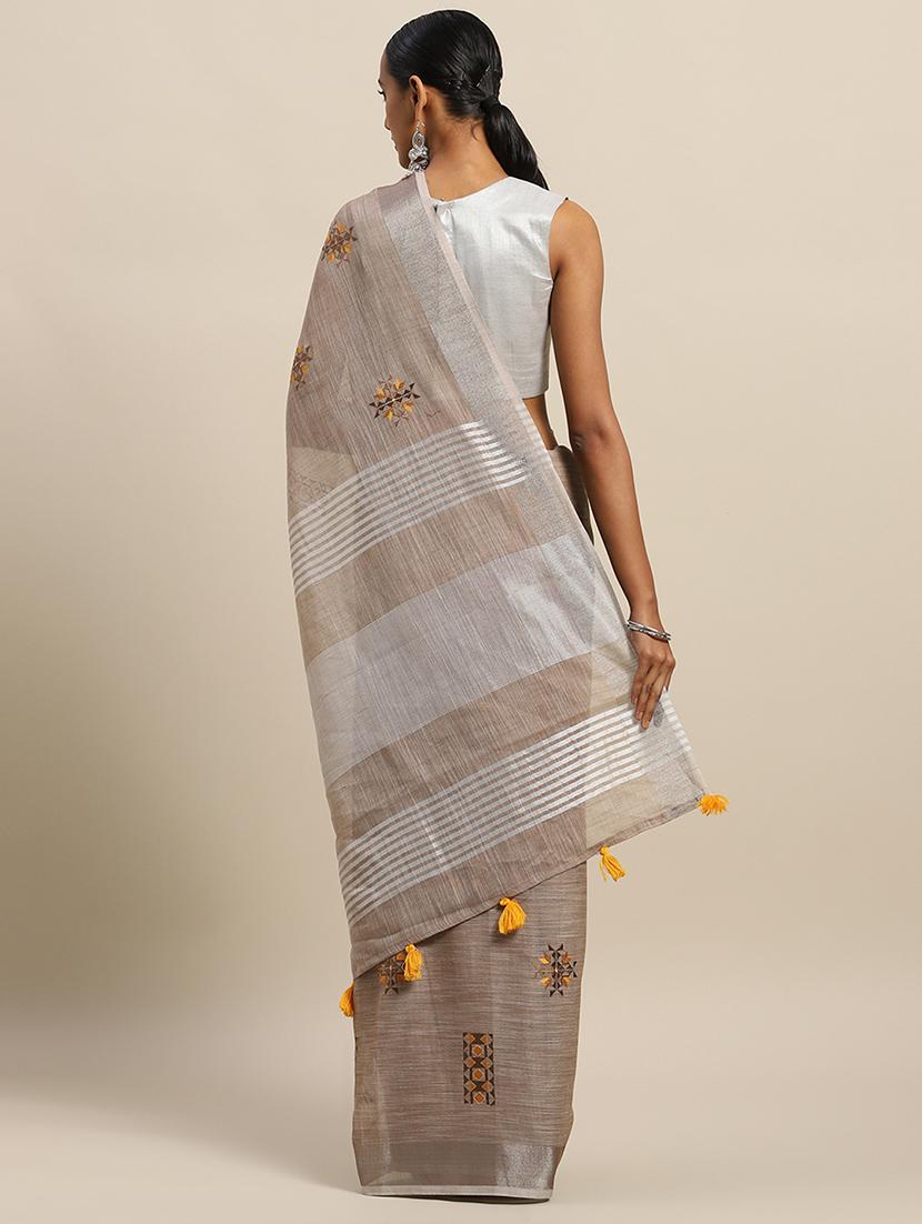 embroidered woven saree with blouse - 17207321 - Zoom Image - 2