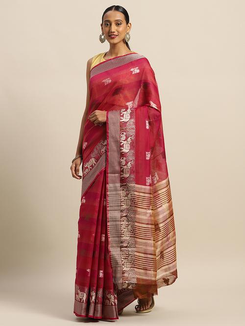 self design handloom saree with blouse - 17207325 - Standard Image - 1