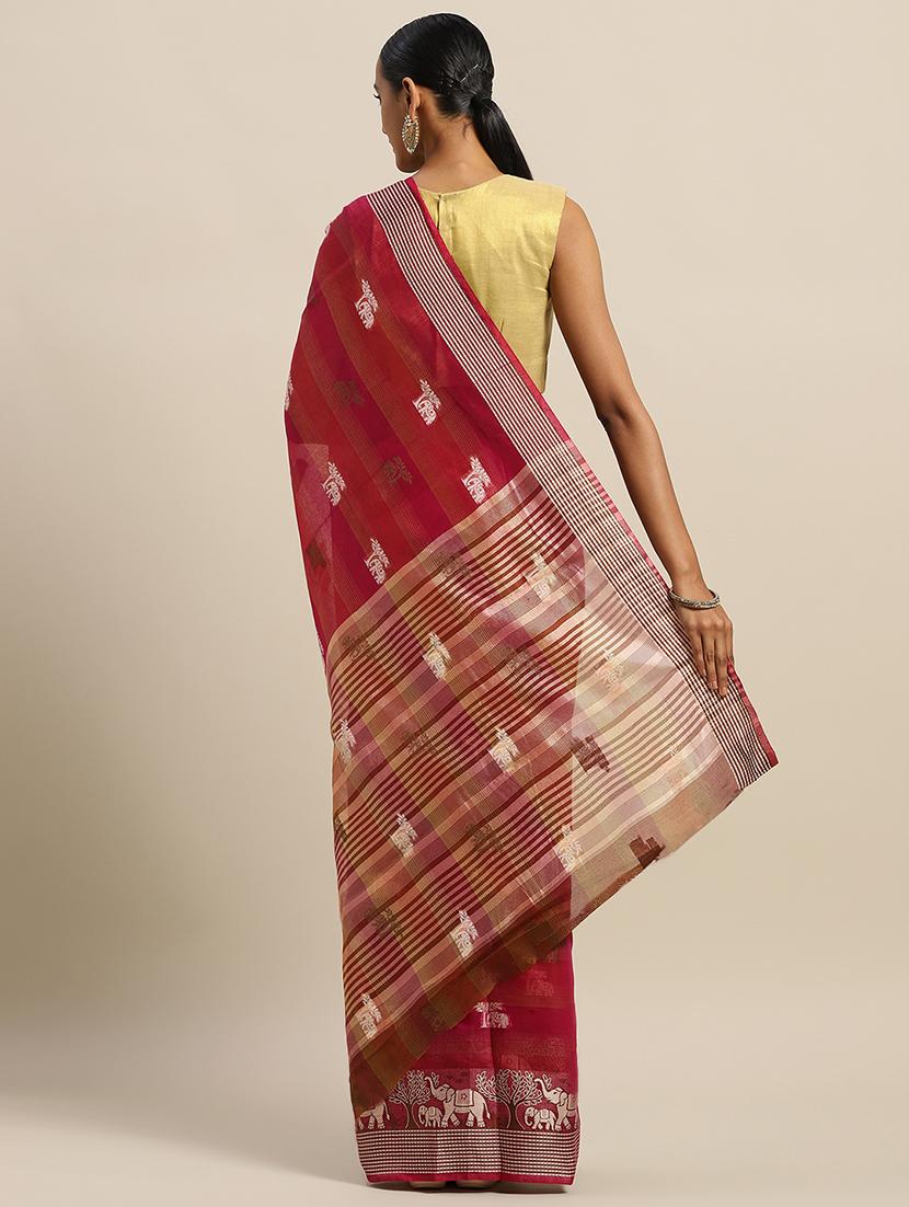 self design handloom saree with blouse - 17207325 - Zoom Image - 2