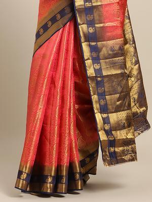 solid woven saree with blouse - 17207365 - Standard Image - 3