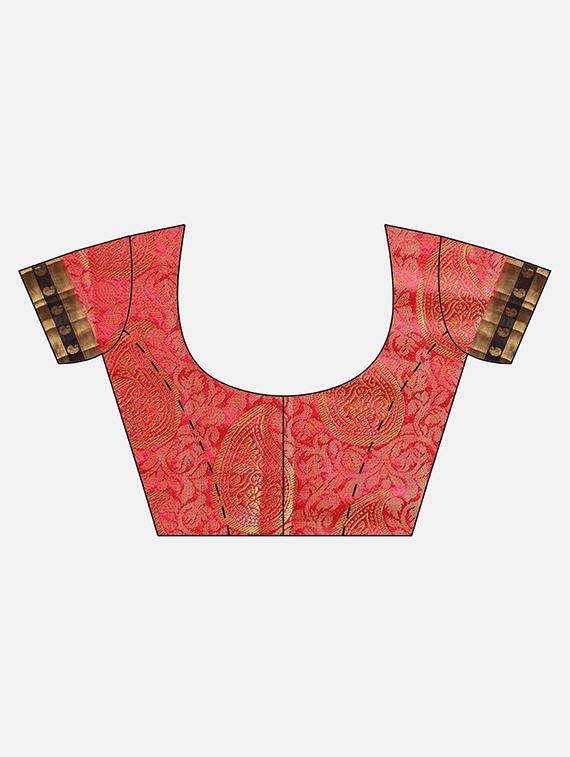 solid woven saree with blouse - 17207365 - Zoom Image - 4