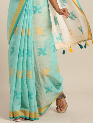 self design woven saree with blouse - 17207386 - Standard Image - 3