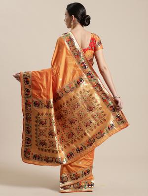bordered woven saree with blouse - 17207711 - Standard Image - 2