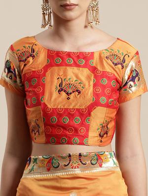 bordered woven saree with blouse - 17207711 - Standard Image - 3