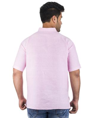 pink solid khadi cotton short kurta - 17207754 - Standard Image - 3