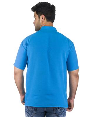 blue solid khadi cotton short kurta - 17207757 - Standard Image - 3