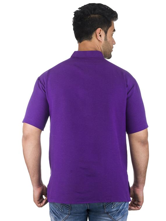 purple solid khadi cotton short kurta - 17207760 - Zoom Image - 3