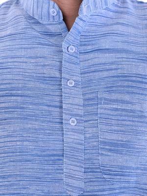 blue melange short kurta - 17207761 - Standard Image - 5