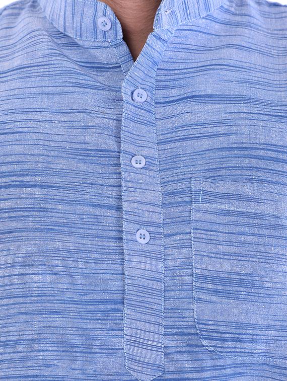 blue melange short kurta - 17207761 - Zoom Image - 5
