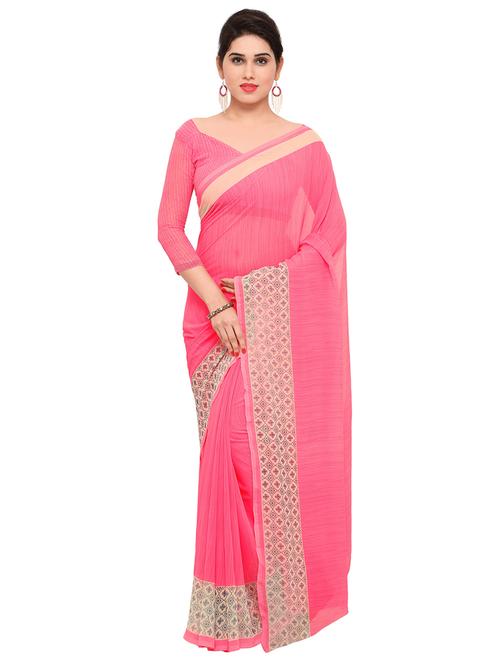 solid printed saree with blouse - 17207810 - Standard Image - 1