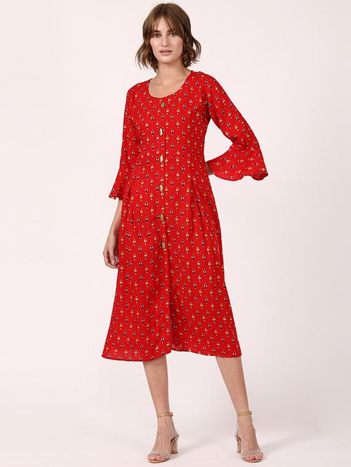 bell sleeves printed dress - 17207930 - Very Small Image - 1