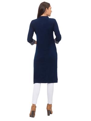 printed straight woolen kurta - 17208593 - Standard Image - 3