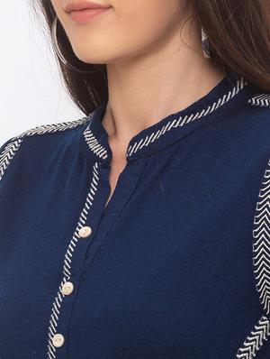 printed straight woolen kurta - 17208596 - Standard Image - 4