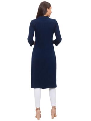 printed straight woolen kurta - 17208599 - Standard Image - 3