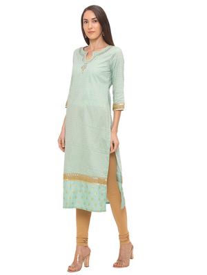 gold print straight kurta - 17208603 - Standard Image - 2