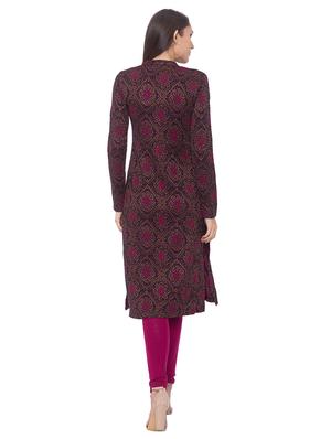 printed straight woolen kurta - 17208626 - Standard Image - 3