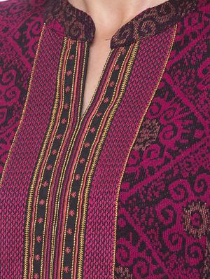 printed straight woolen kurta - 17208626 - Standard Image - 4