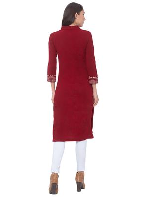 printed straight woolen kurta - 17208629 - Standard Image - 3