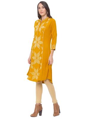printed a-line woolen kurta - 17208638 - Standard Image - 2