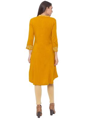 printed a-line woolen kurta - 17208638 - Standard Image - 3