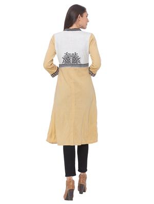 printed a-line woolen kurta - 17208641 - Standard Image - 3