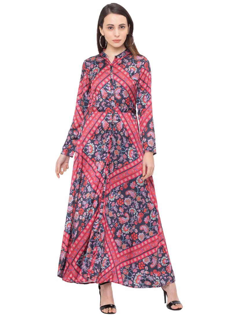 mandarin neck floral maxi dress - 17208705 - Zoom Image - 1