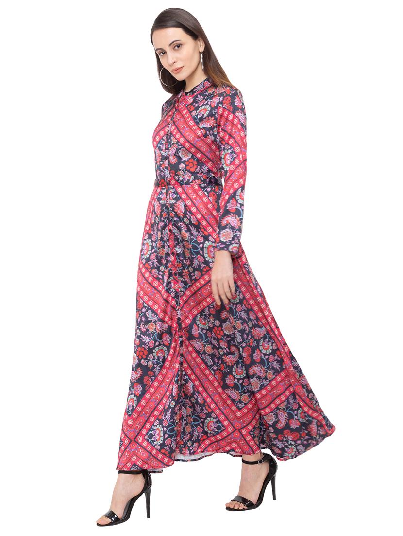 mandarin neck floral maxi dress - 17208705 - Zoom Image - 2