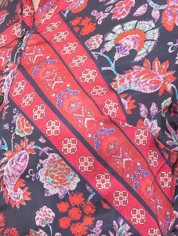 mandarin neck floral maxi dress - 17208705 - Zoom Image - 4