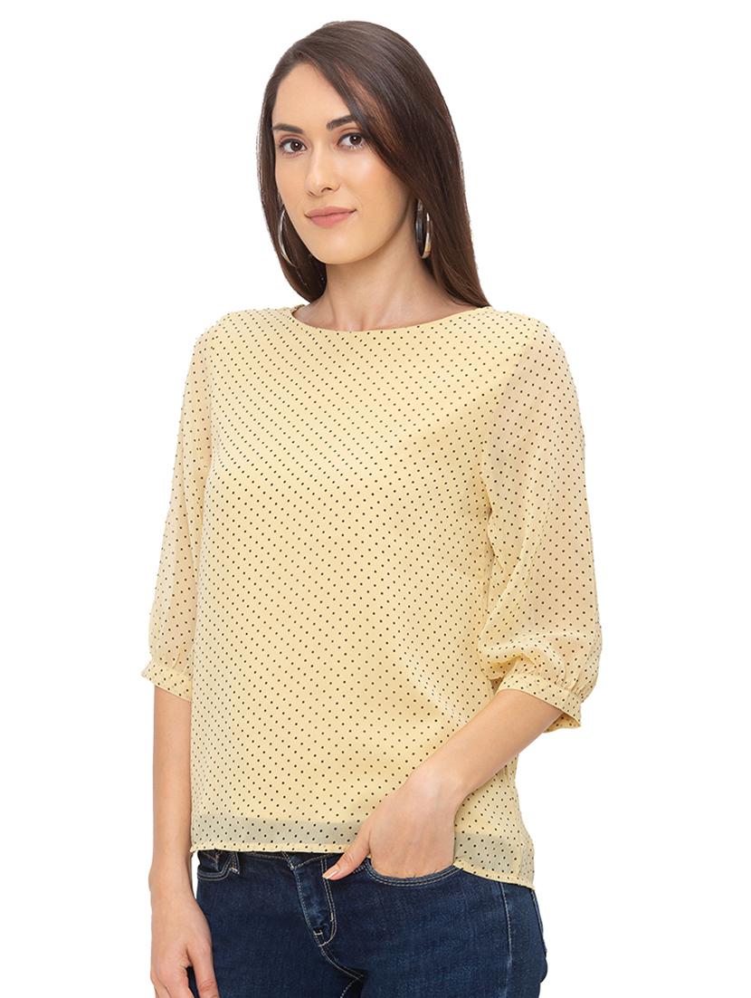 round neck polka dot top - 17208807 - Zoom Image - 2
