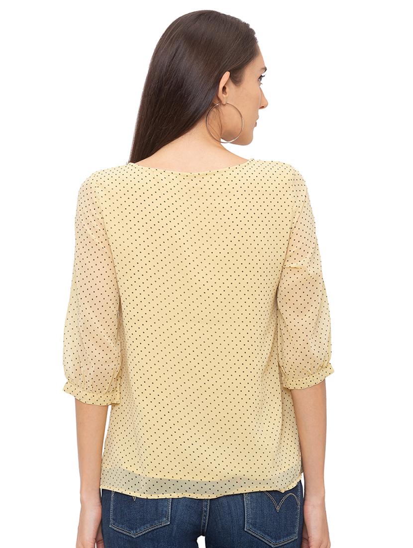 round neck polka dot top - 17208807 - Zoom Image - 3