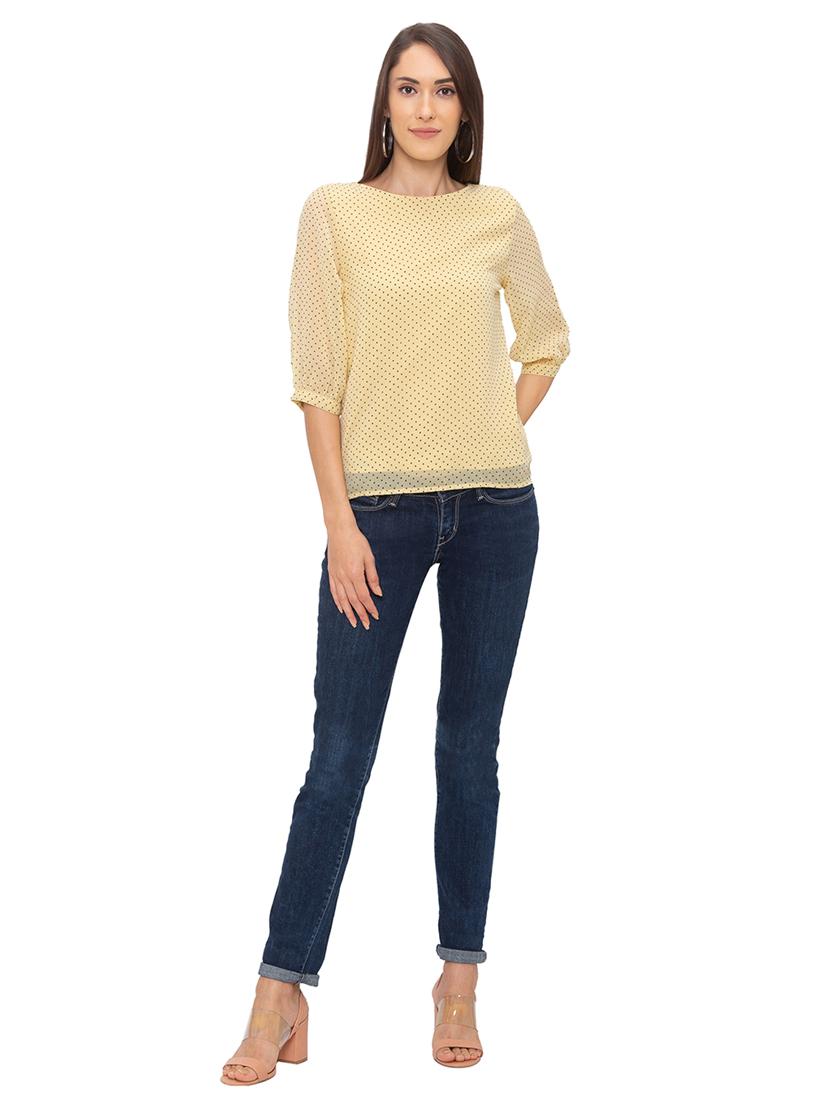 round neck polka dot top - 17208807 - Zoom Image - 4