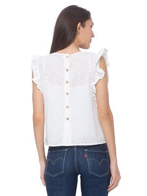 frilled sleeves schiffli top - 17208878 - Standard Image - 3