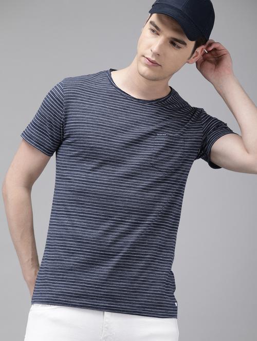 navy blue striped pocket t-shirt - 17209060 - Standard Image - 1