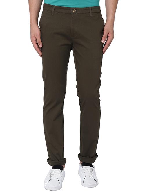 green textured flat front casual trouser - 17209295 - Standard Image - 1