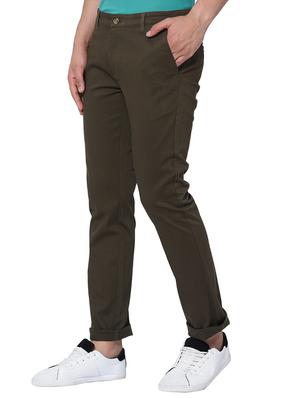 green textured flat front casual trouser - 17209295 - Standard Image - 2