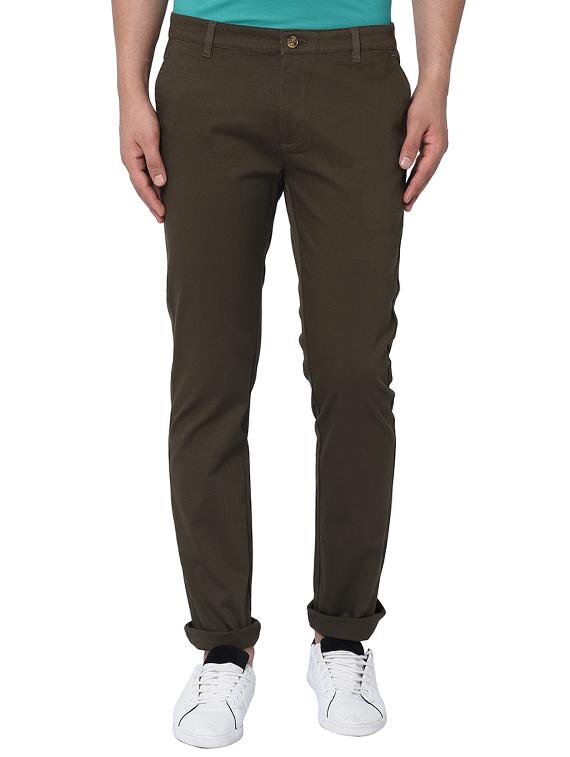 green textured flat front casual trouser - 17209295 - Zoom Image - 1